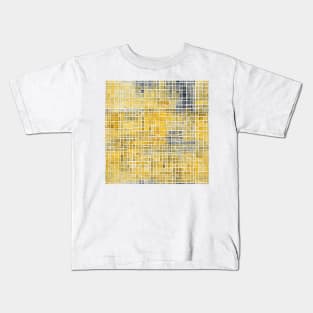 Yellow and white abstract grid pattern Kids T-Shirt